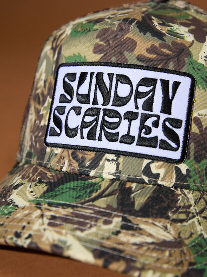 Camo Sunday Scaries Trucker Hat - TULLABEE