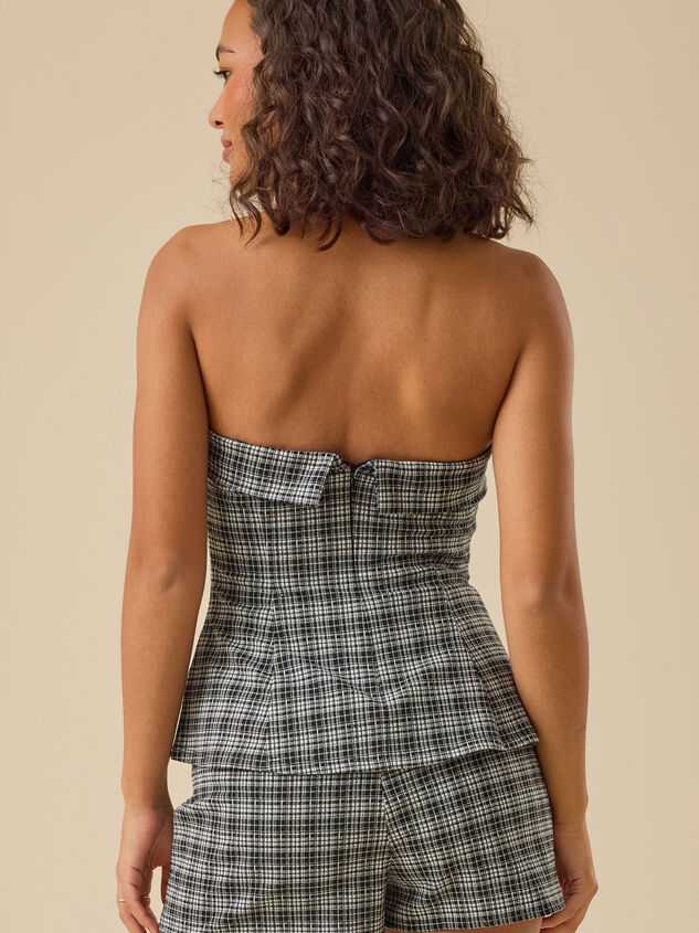 Allie Plaid Strapless Top Detail 5 - TULLABEE
