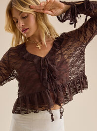 Luna Lace Tie Front Blouse Detail 3 - TULLABEE