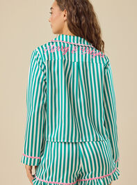 Rosemary Satin Stripe Sleep Top Detail 4 - TULLABEE