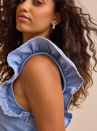 Jolene Denim Babydoll Top Detail 3 - TULLABEE