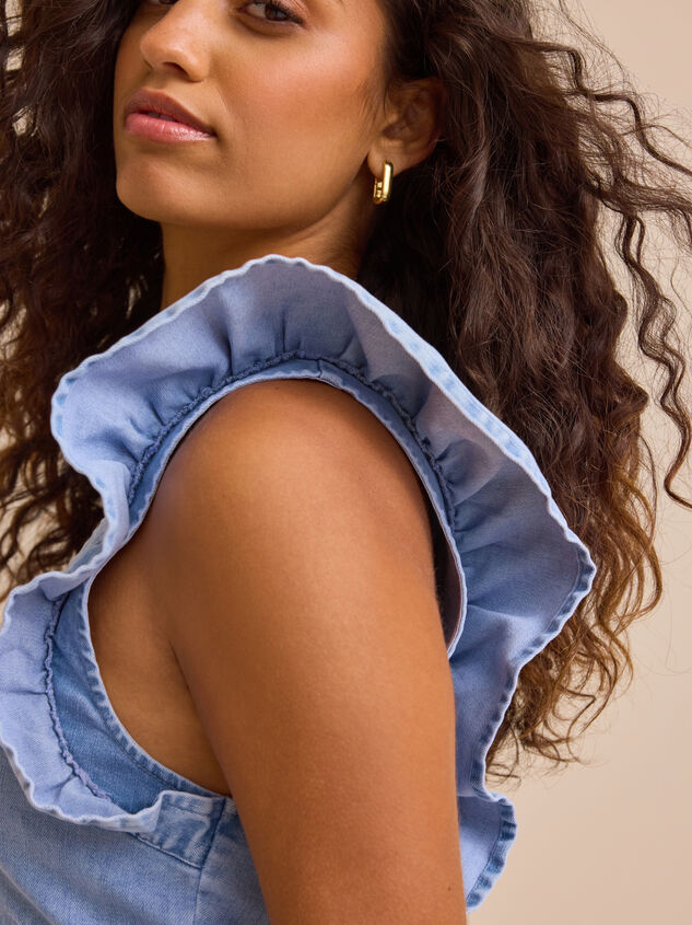 Jolene Denim Babydoll Top Detail 3 - TULLABEE