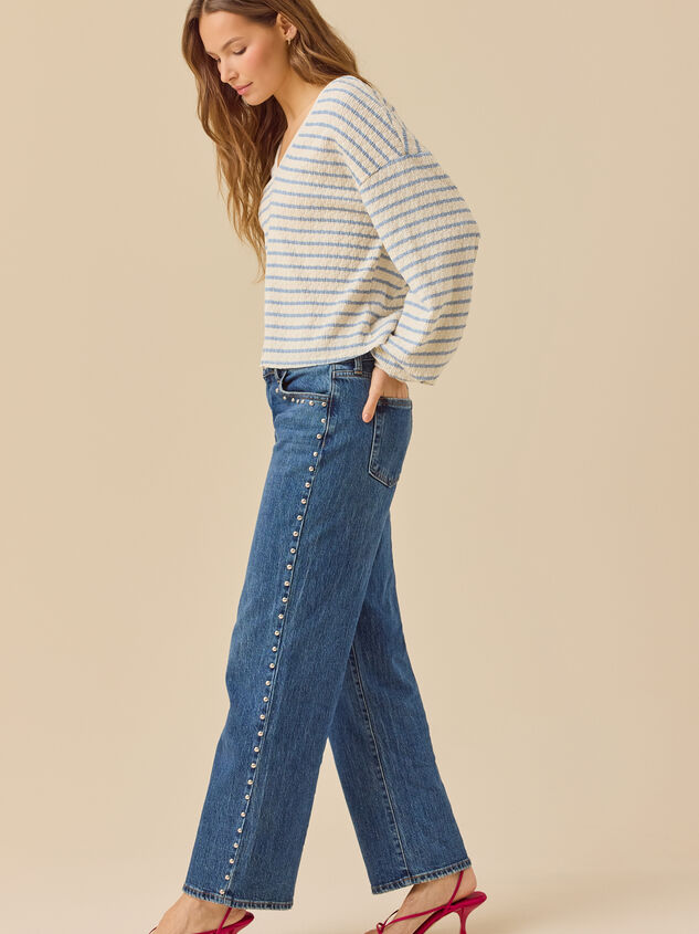 Raelynn V-Neck Striped Top Detail 3 - TULLABEE