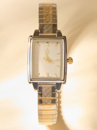 Mixed Metal Rectangle Watch - TULLABEE