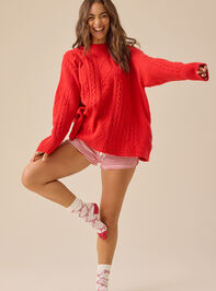 Nicole Cable Knit Oversized Sweater Detail 3 - TULLABEE