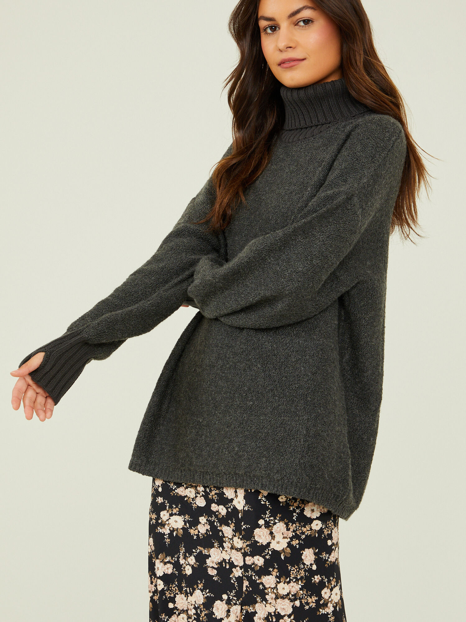 Boucle cheap turtleneck sweater