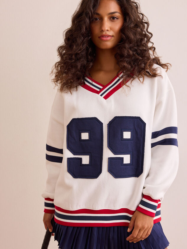99 Stitched Graphic Sweatshirt Detail 2 - TULLABEE