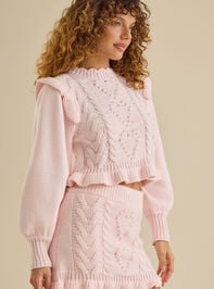 Lyla Heart Cable Sweater Detail 2 - TULLABEE