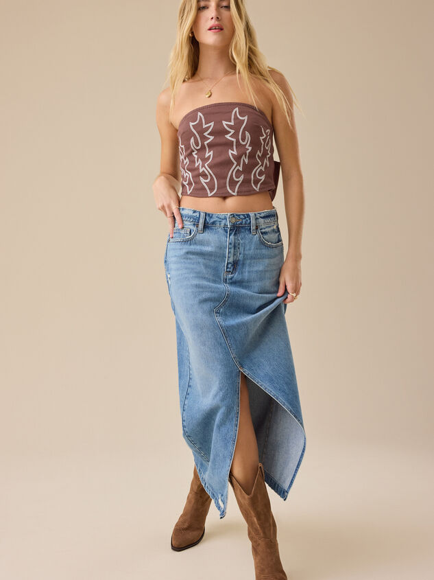 Mae Denim Tube Top Detail 2 - TULLABEE
