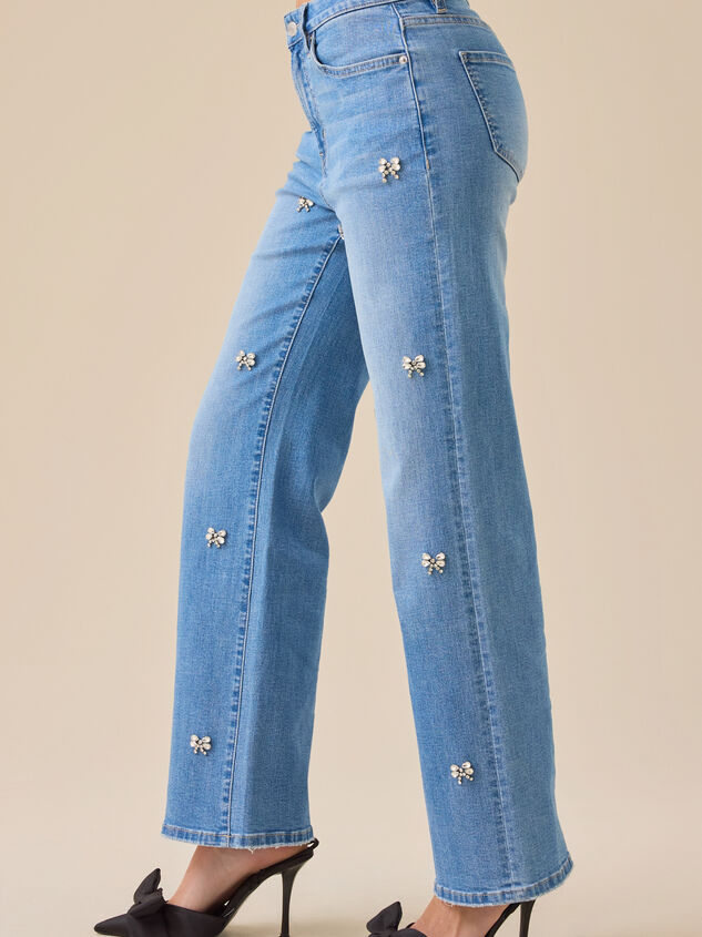Gwennie Bow Embellished Jeans Detail 4 - TULLABEE