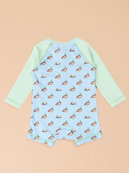 Duck Rash Guard Romper with Hat by Mud Pie - TULLABEE