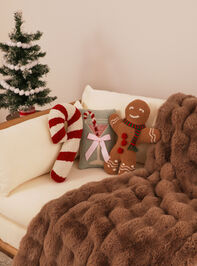 Gingerbread Man Christmas Pillow Detail 2 - TULLABEE