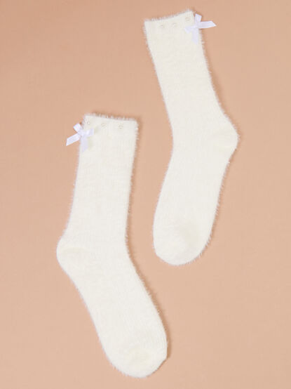 Cozy Chenille Pearl Lined Bow Sock - TULLABEE