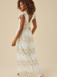 Kalli Flutter Sleeve Embroidered Dress Detail 5 - TULLABEE