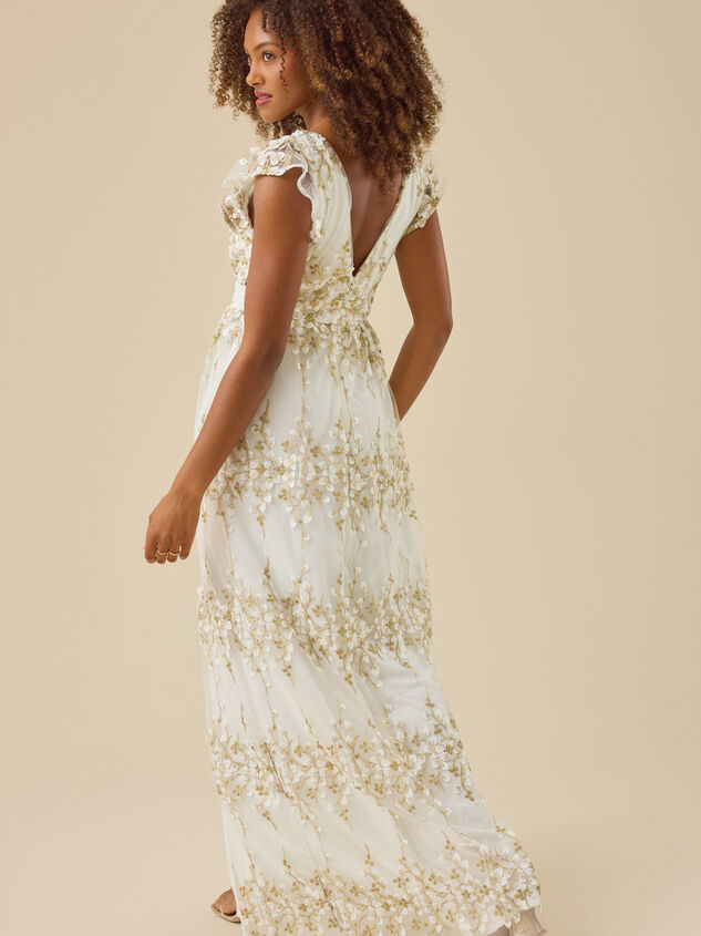 Kalli Flutter Sleeve Embroidered Dress Detail 5 - TULLABEE