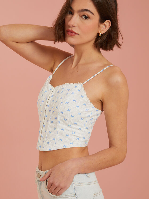 Bow Printed Corset Top Detail 2 - TULLABEE