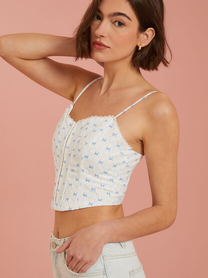 Bow Printed Corset Top - TULLABEE