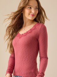 Victoria Lace Ribbed Top Detail 4 - TULLABEE