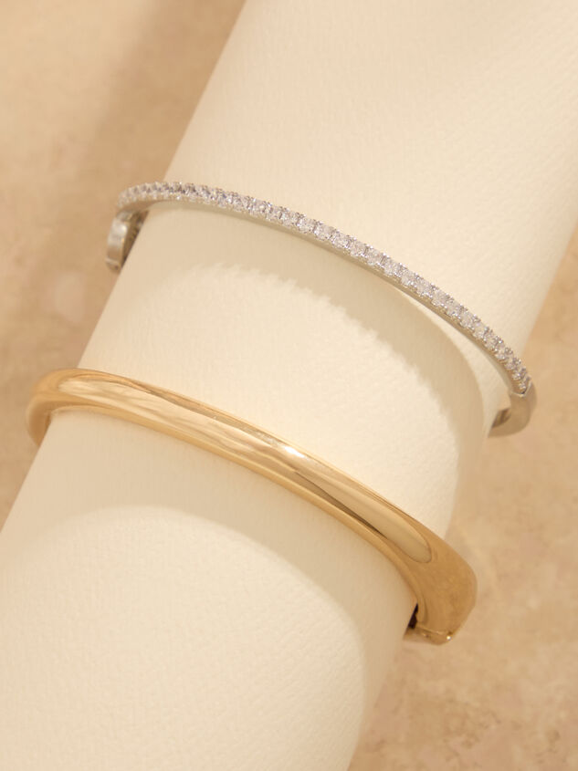 Dainty Mixed Metal Bangle Set Detail 2 - TULLABEE