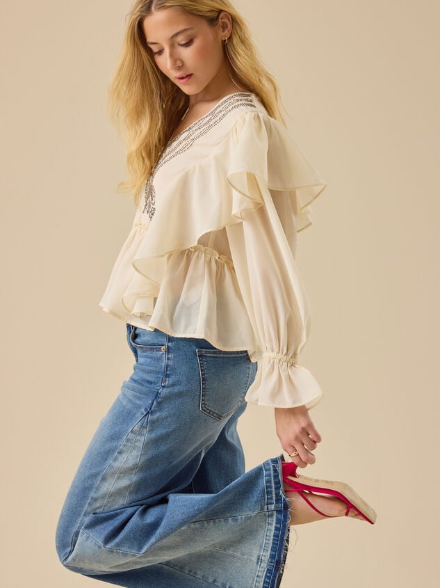 Paloma Chiffon Beaded Top Detail 6 - TULLABEE