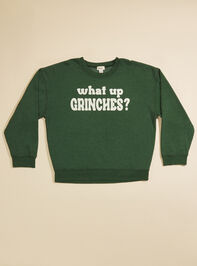 What Up Grinches Youth Sweatshirt Detail 2 - TULLABEE