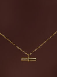 18K Gold Bar Charm Necklace Detail 2 - TULLABEE