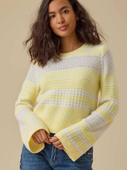 Suzanna Pointelle Striped Sweater - TULLABEE