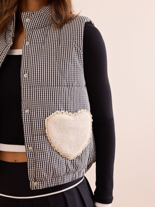 Snow Ridge Gingham Puffer Vest Detail 5 - TULLABEE