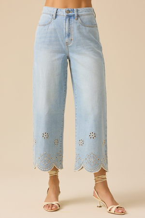 Natalee Embroidered Eyelet Jeans - Altar'd State - 