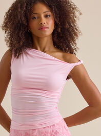 Annie Asymmetrical Twist Neck Top Detail 2 - TULLABEE