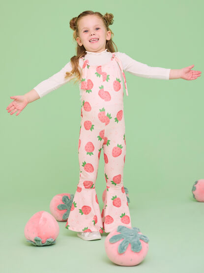 Chelsea Strawberries Flare Jumpsuit - TULLABEE
