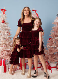 Adela Tiered Velvet Youth Dress - TULLABEE