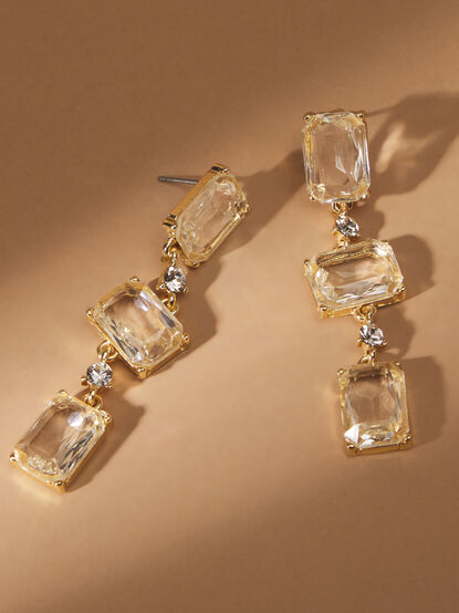 Crystal Linear Dangle Earrings - TULLABEE