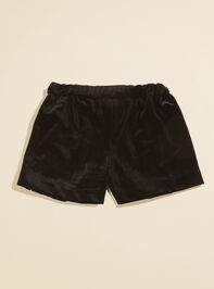 Paisley Velvet Ruffle Shorts by Vignette Detail 2 - TULLABEE