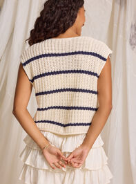 Nancy Striped Gold Button Up Vest Detail 6 - TULLABEE