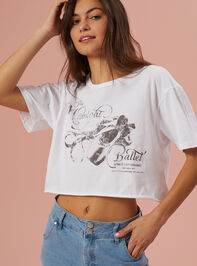 Midnight Ballet Cropped Graphic Tee Detail 2 - TULLABEE