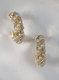 Twisted Pearl Mini Hoops Detail 3 - TULLABEE