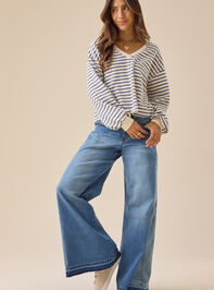 Raelynn V-Neck Striped Top Detail 2 - TULLABEE