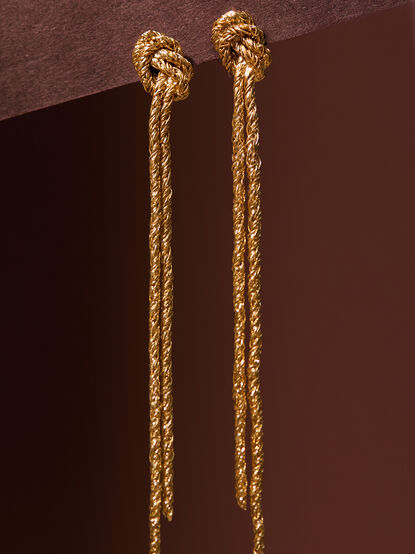 18K Gold Dipped Knot Dangle Earrings - TULLABEE