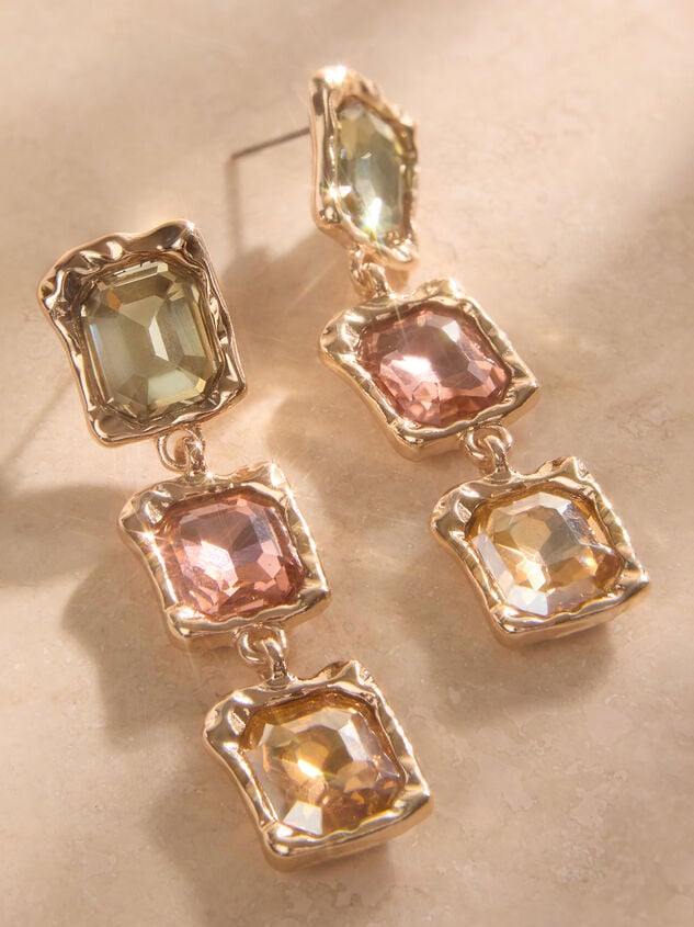 Triple Jewel Drop Dangle Earring - TULLABEE