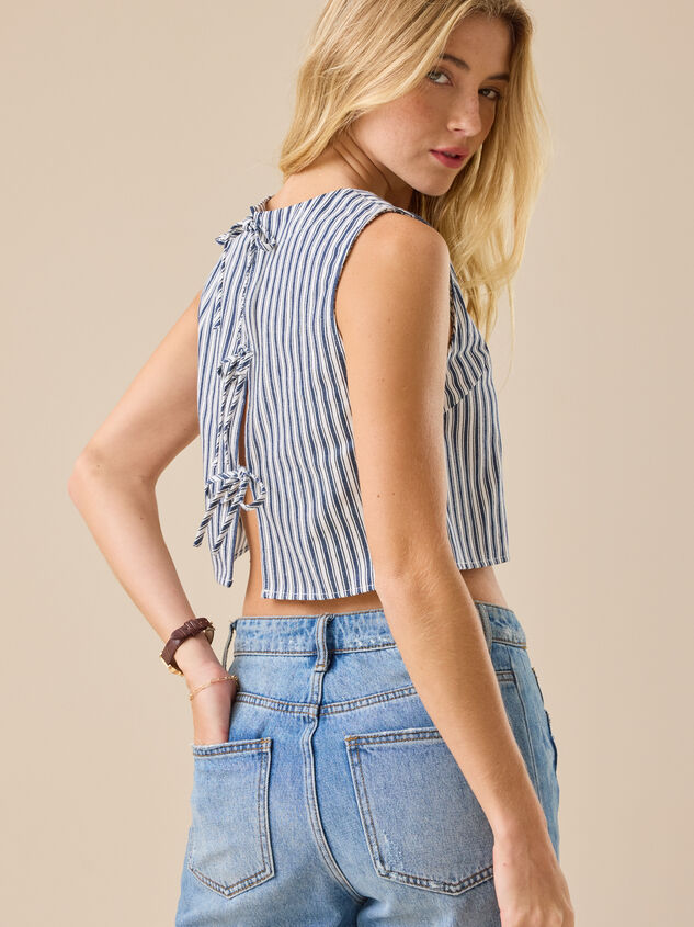 Issy Striped Linen Top Detail 5 - TULLABEE