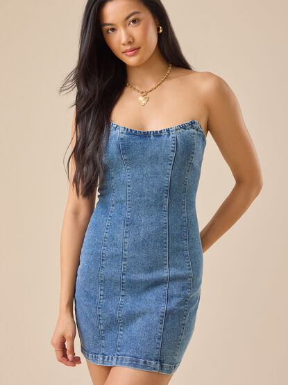 Breena Denim Corset Dress - TULLABEE