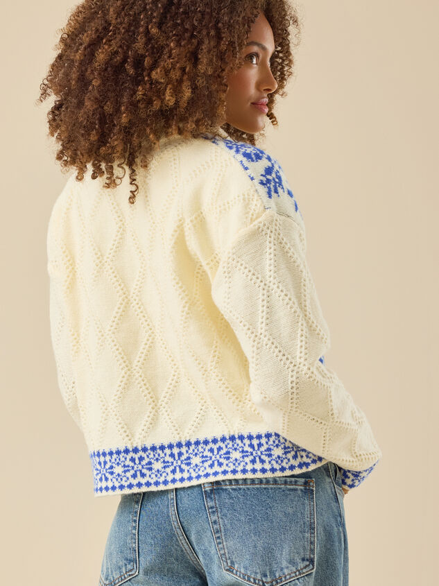 Kiley Fair Isle Zip Up Sweater Detail 7 - TULLABEE