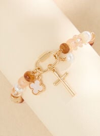 Beaded Carabiner Cross Charm Bracelet - TULLABEE