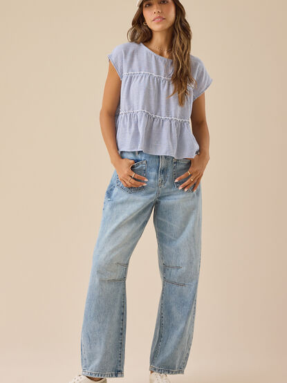 Matalyn Stripe Tiered Babydoll Top - TULLABEE
