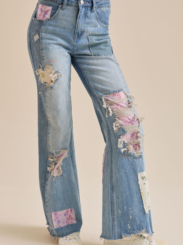 Eloise Patchwork Jeans Detail 3 - TULLABEE