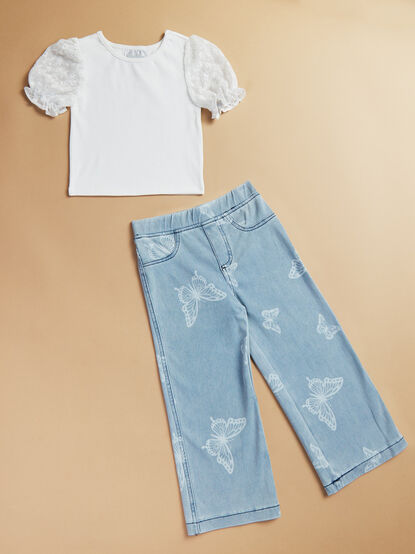 Rachel Top and Butterfly Denim Set - TULLABEE