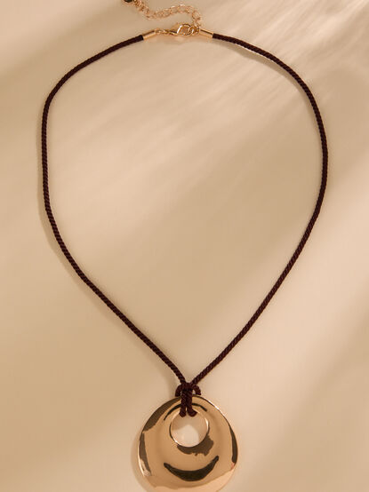 Open Circle Cord Charm Necklace - TULLABEE