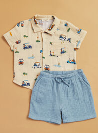 Cutie Golf Cart Baby Polo and Shorts Set Detail 2 - TULLABEE