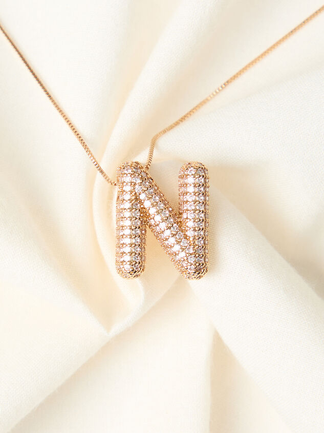 18K Gold Monogram Charm Necklace - N Detail 2 - TULLABEE
